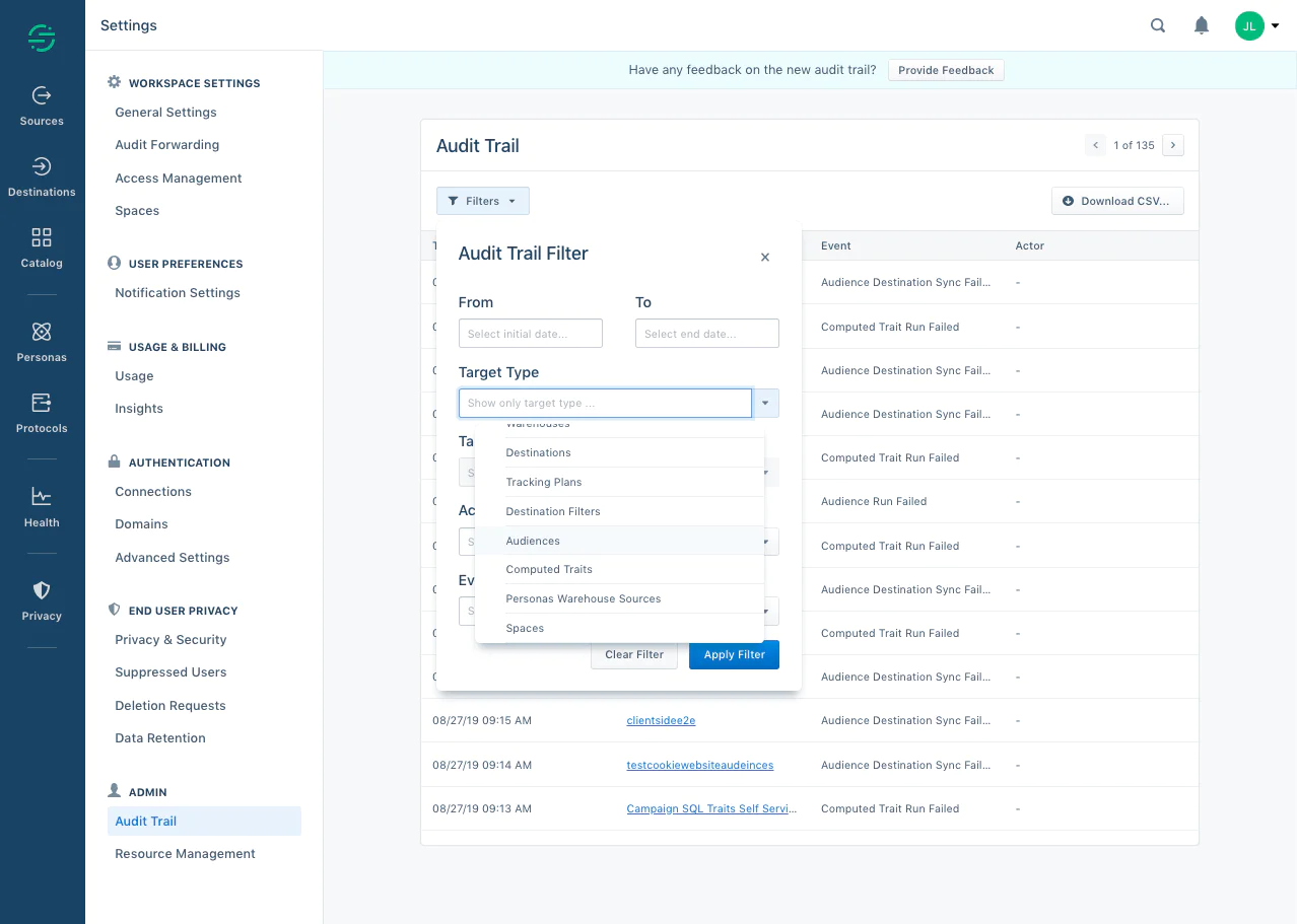 Audit Trail in Segment