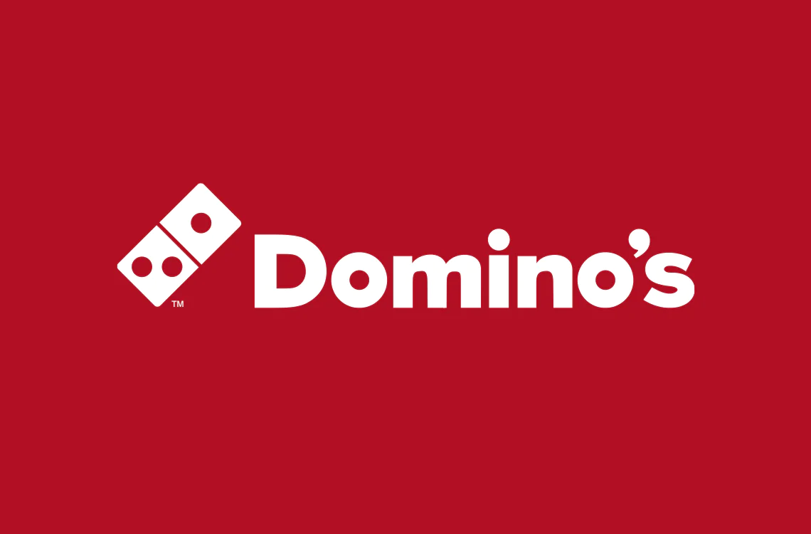 Domino's corporate logo with two-dot and one-dot domino design