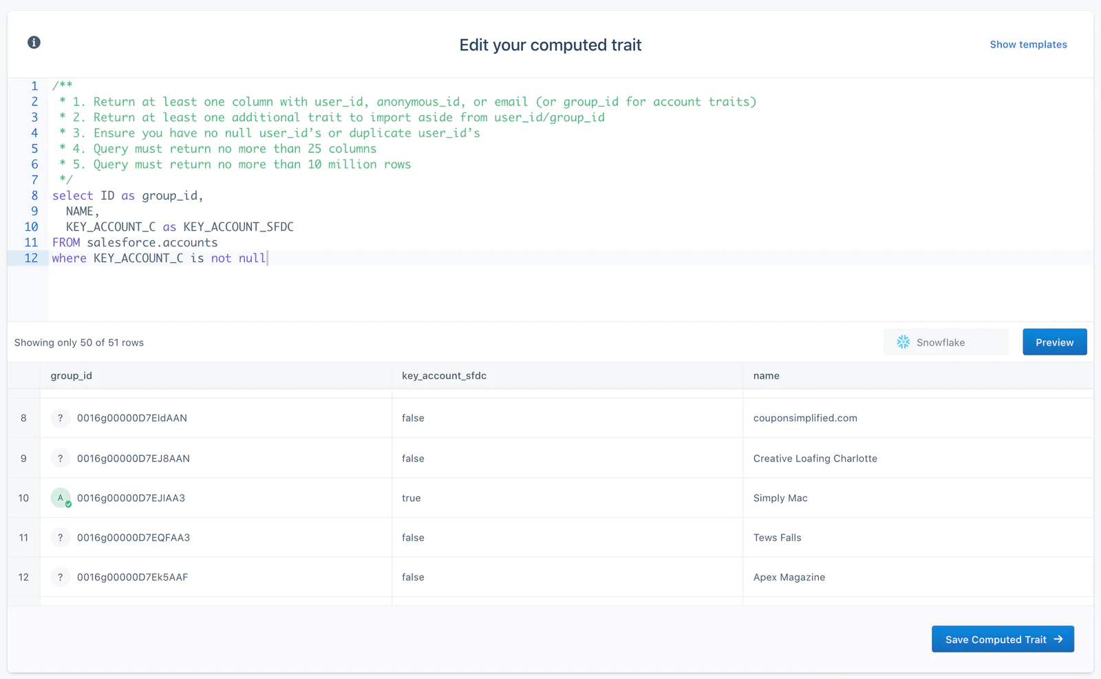 Create a new computed SQL trait