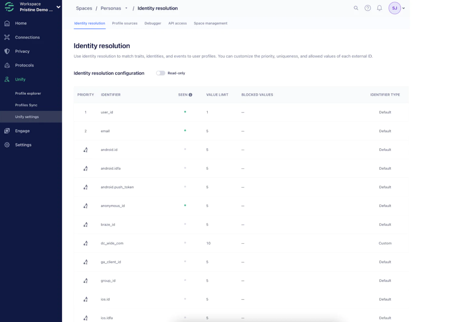 Segment workspace