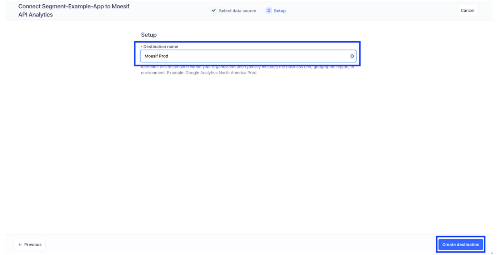 Moesif application settings screen.