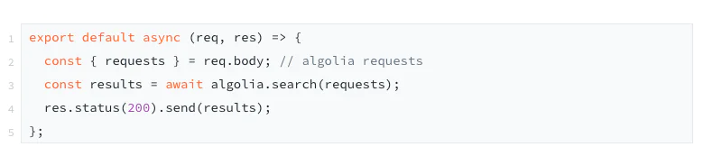 Example code for Algolia server integration.