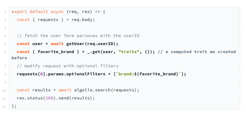 Using optional filters in search requests.