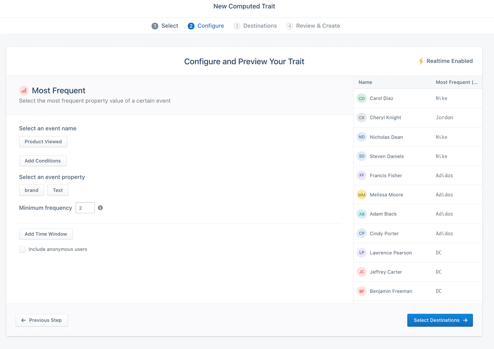 Configure and preview computed traits in Engage.