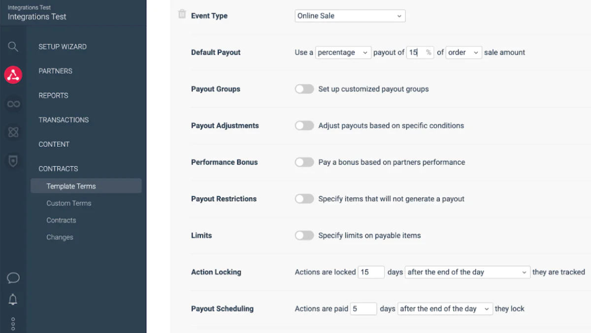 Setup template terms